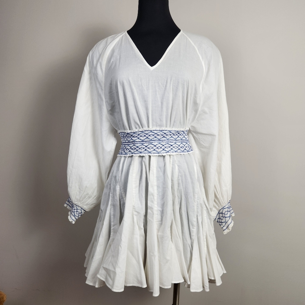 RHODE Olivia Belted V-Neck Mini Dress